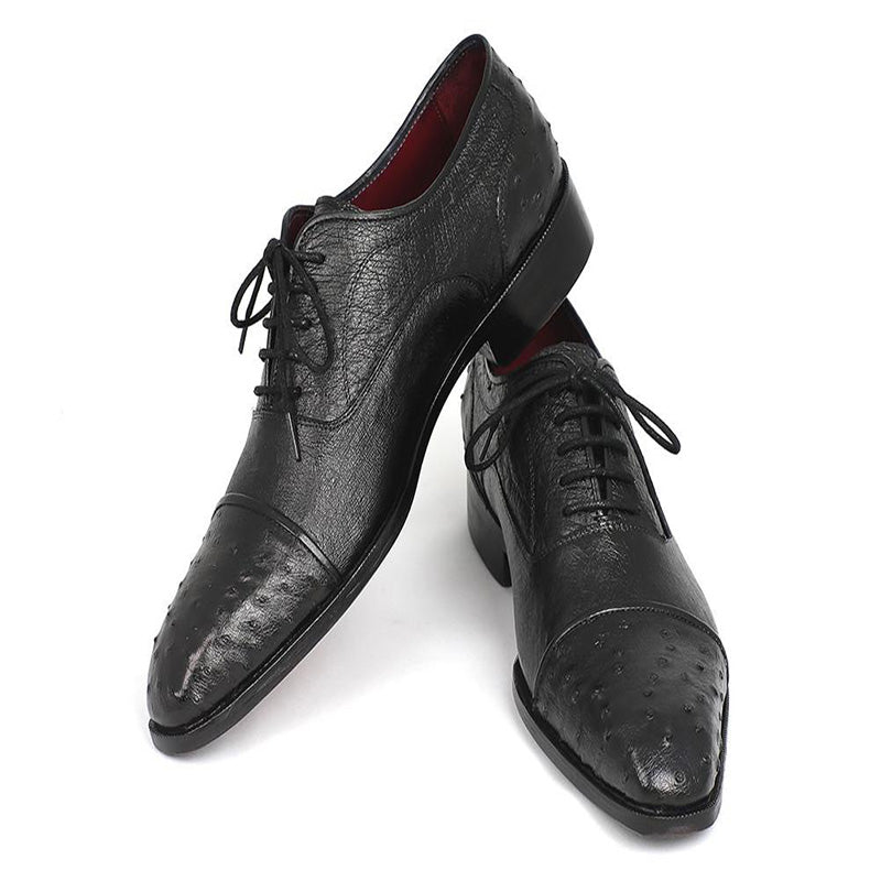 Paul Parkman Genuine Ostrich Captoe Oxfords Black