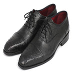 Paul Parkman Genuine Ostrich Captoe Oxfords Black