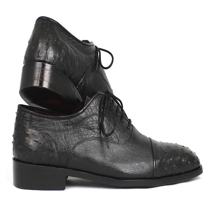 Paul Parkman Genuine Ostrich Captoe Oxfords Black