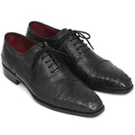 Paul Parkman Genuine Ostrich Captoe Oxfords Black