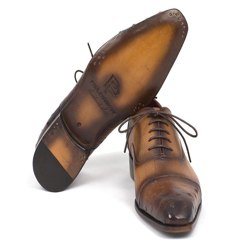 Paul Parkman Genuine Ostrich Captoe Oxfords Camel