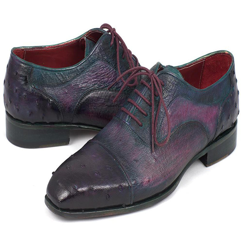Paul Parkman Genuine Ostrich Captoe Oxfords Purple