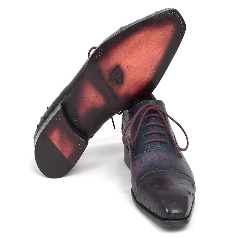 Paul Parkman Genuine Ostrich Captoe Oxfords Purple