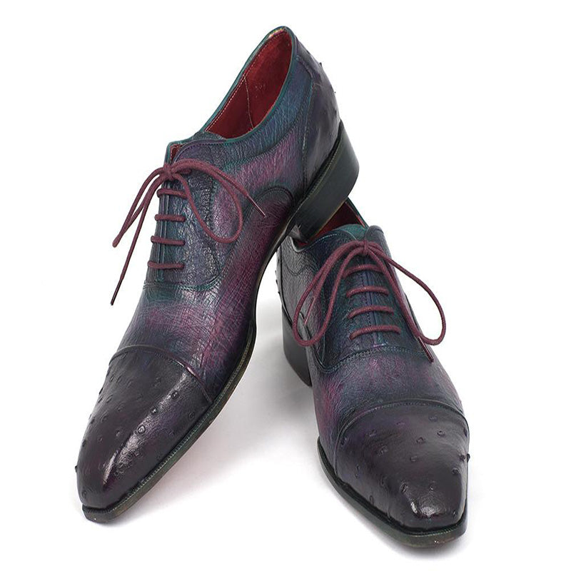 Paul Parkman Genuine Ostrich Captoe Oxfords Purple