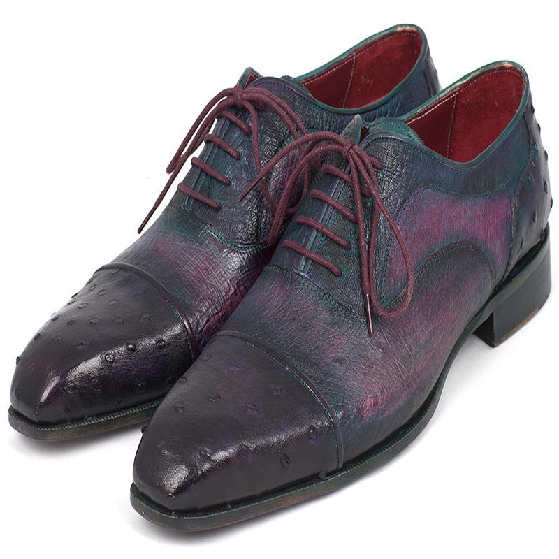 Paul Parkman Genuine Ostrich Captoe Oxfords Purple