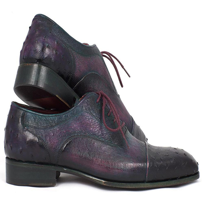Paul Parkman Genuine Ostrich Captoe Oxfords Purple