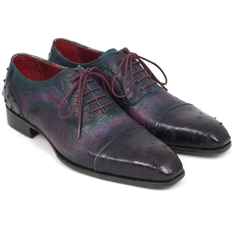 Paul Parkman Genuine Ostrich Captoe Oxfords Purple