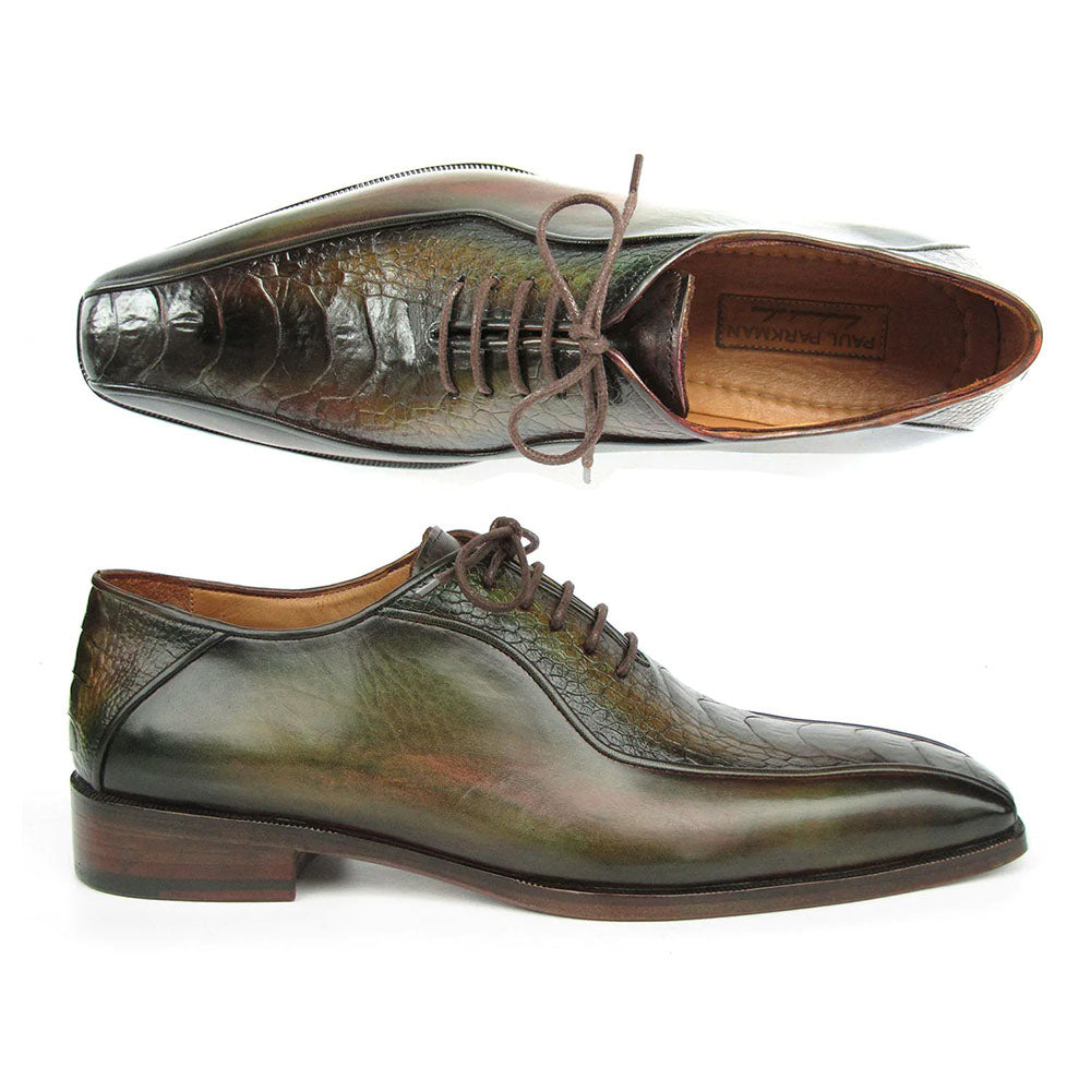 Paul Parkman Genuine Ostrich Leg Bicycle Toe Oxfords Green