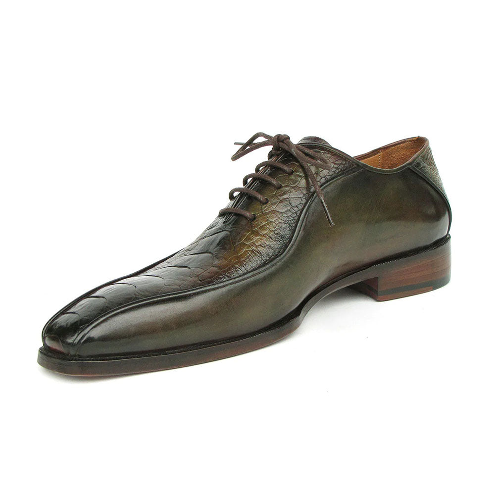 Paul Parkman Genuine Ostrich Leg Bicycle Toe Oxfords Green