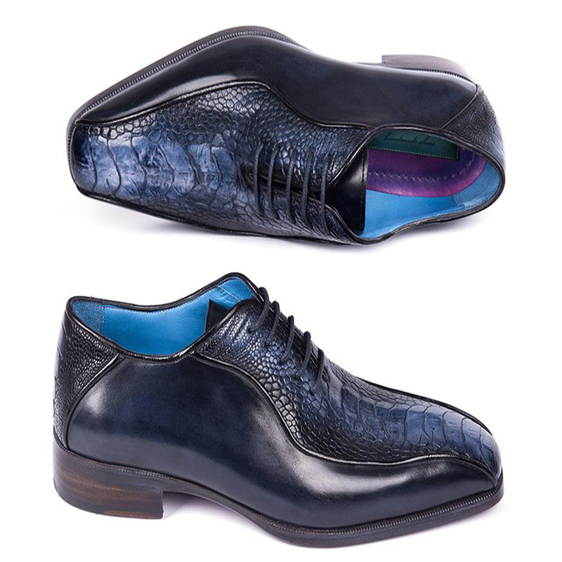 Paul Parkman Genuine Ostrich Leg Bicycle Toe Oxfords Navy