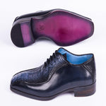 Paul Parkman Navy Genuine Ostrich Leg Bicycle Toe Oxfords (ID#94DLNVY) main image 1