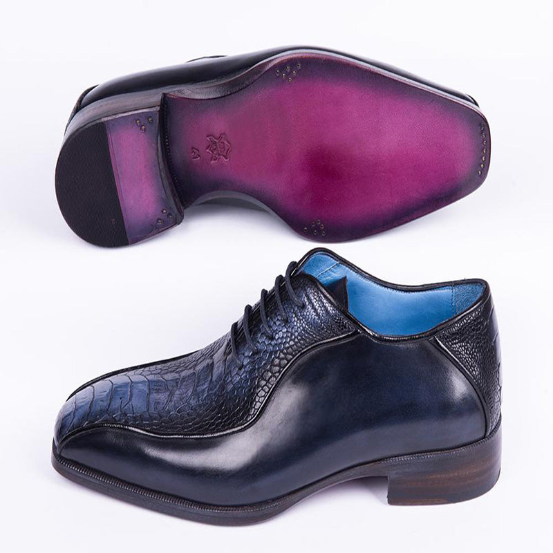 Paul Parkman Genuine Ostrich Leg Bicycle Toe Oxfords Navy