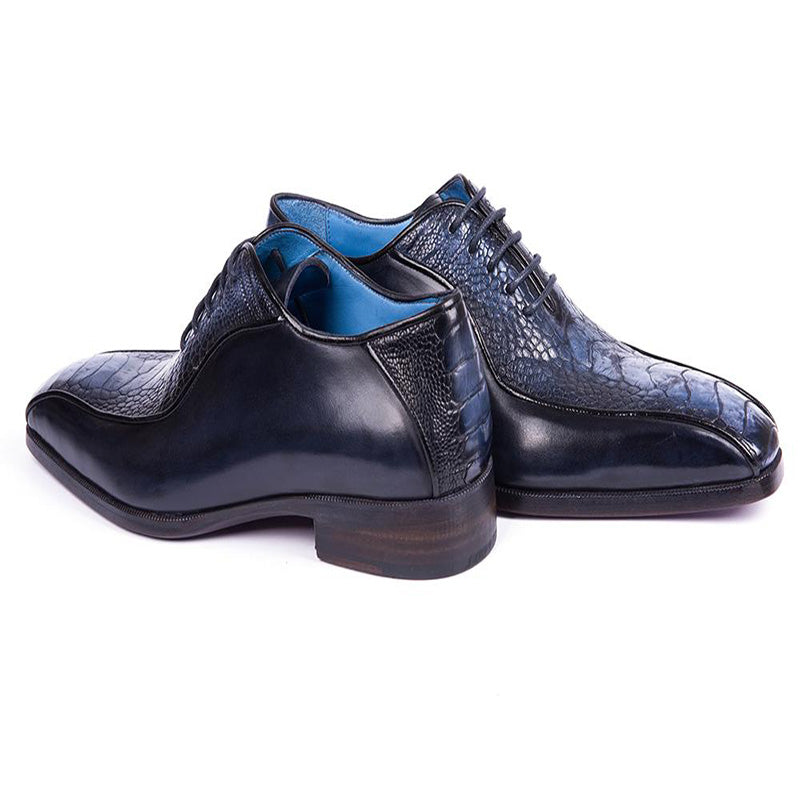 Paul Parkman Genuine Ostrich Leg Bicycle Toe Oxfords Navy