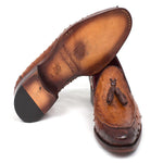 Paul Parkman Genuine Ostrich Tassel Loafers Camel Brown