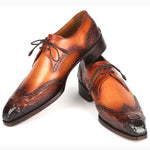 Paul Parkman Goodyear Welt Wingtip Derby Shoes Olive / Tan