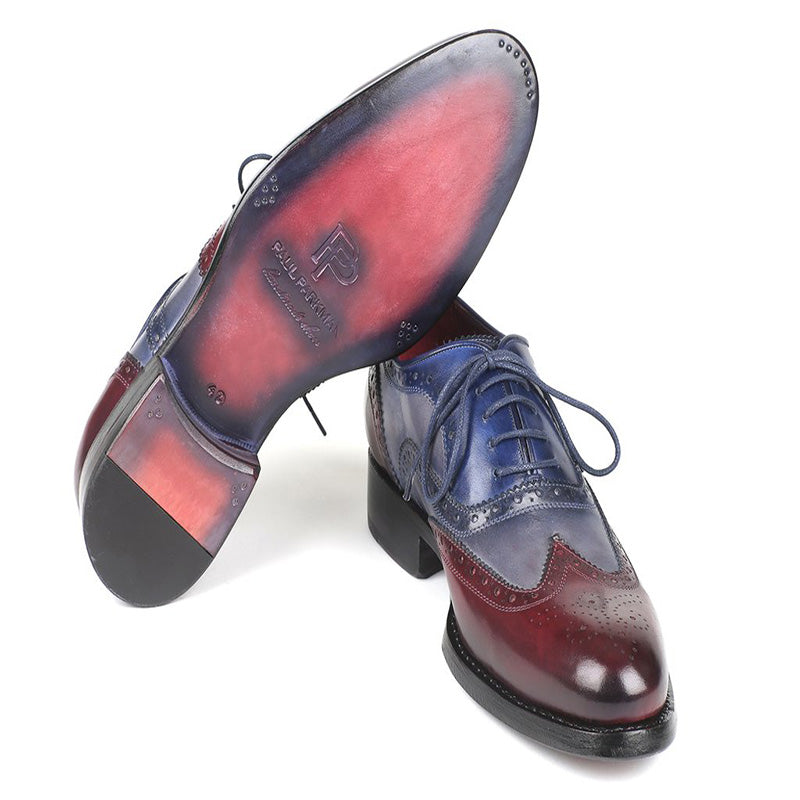 Paul Parkman Goodyear Welted Wingtip Oxfords Bordeuax Grey Blue