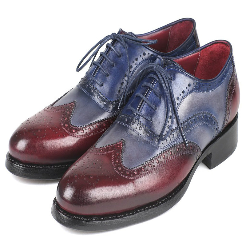 Paul Parkman Goodyear Welted Wingtip Oxfords Bordeuax Grey Blue