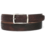 Paul Parkman Hand Painted Ostrich Quill Belt Brown