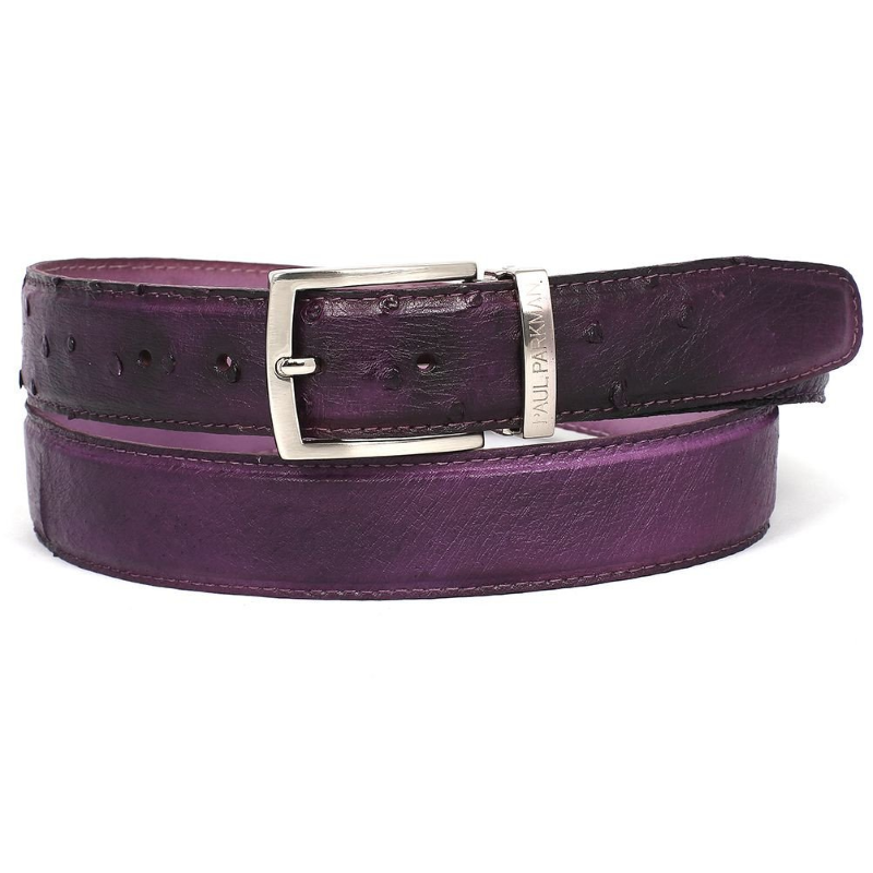 Paul Parkman Hand Painted Ostrich Quill Belt Purple