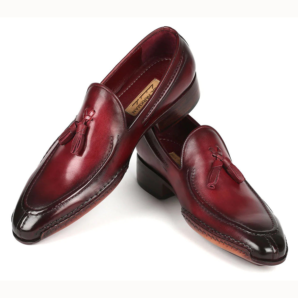 Paul Parkman Hand-Sewn Tassel Loafers Bordeaux