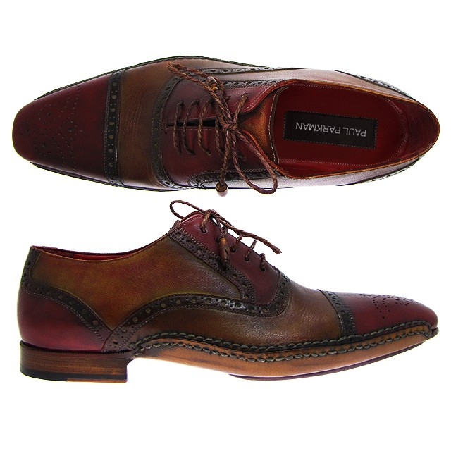 Paul Parkman Handmade Cap Toe Brogues Bordeaux/Tobacco