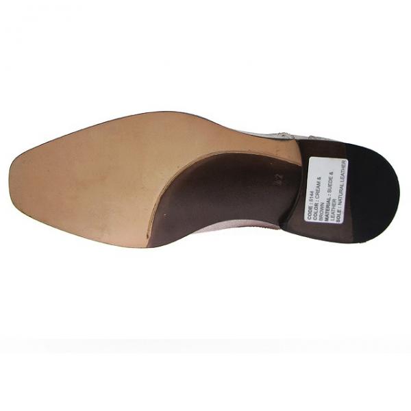 Paul Parkman Handmade Cap Toe Shoes Beige Suede / Brown