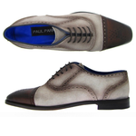 Paul Parkman Handmade Cap Toe Shoes Beige Suede / Brown
