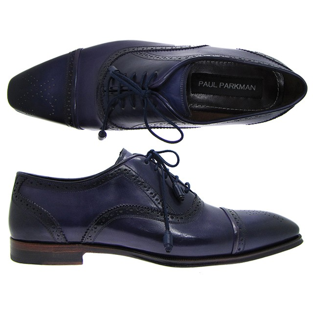 Paul Parkman Handmade Cap Toe Oxfords Navy