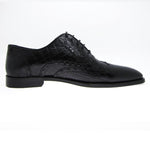 Paul Parkman Handmade Croc Embossed Wingtip Oxfords Black