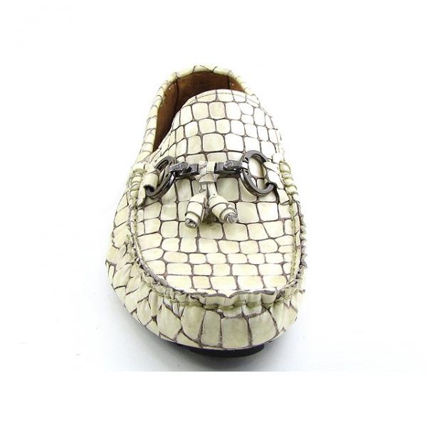 Paul Parkman Handmade Croco Driving Moccasins Beige 