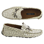 Paul Parkman Handmade Croco Driving Moccasins Beige 