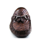 Paul Parkman Handmade Croco Driving Moccasins Brown