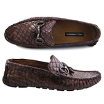 Paul Parkman Handmade Croco Driving Moccasins Brown