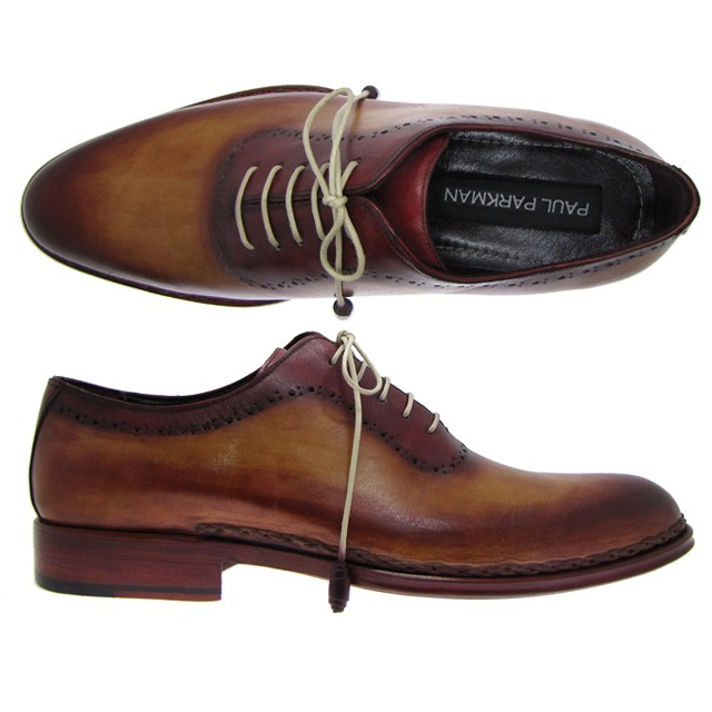 Paul Parkman Handmade Plain Toe Oxfords Tobacco/Bordeaux