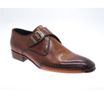 Paul Parkman Handmade Monk Strap Shoes Burnished Brown