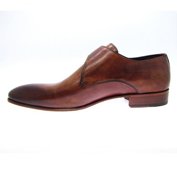Paul Parkman Handmade Monk Strap Shoes Burnished Brown