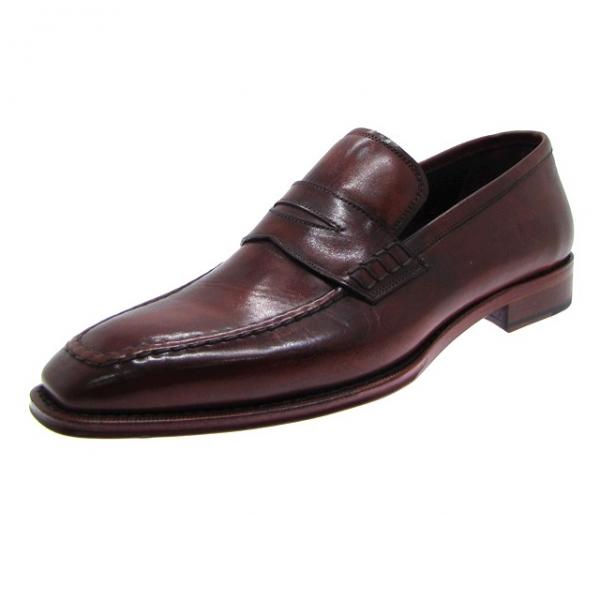 Paul Parkman Handmade Penny Loafers Antiqued Bordeaux