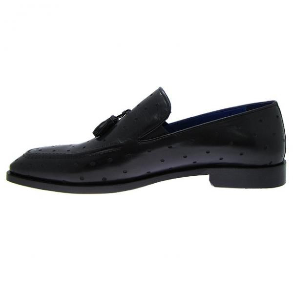 Paul Parkman Handmade Perforated Tassel Loafers Black