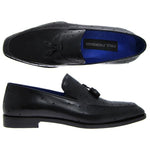Paul Parkman Handmade Perforated Tassel Loafers Black