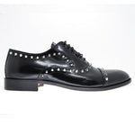 Paul Parkman Handmade Spiked Cap Toe Shoes Black