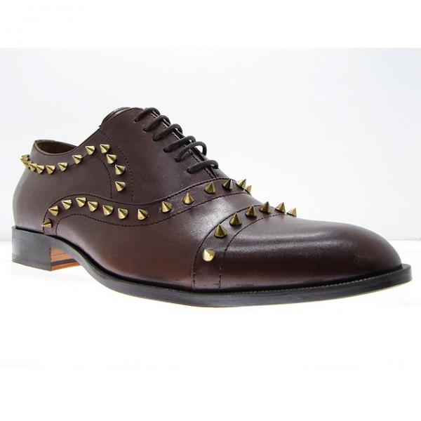 Paul Parkman Handmade Spiked Cap Toe Shoes Brown