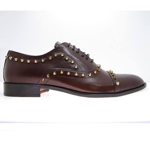 Paul Parkman Handmade Spiked Cap Toe Shoes Brown
