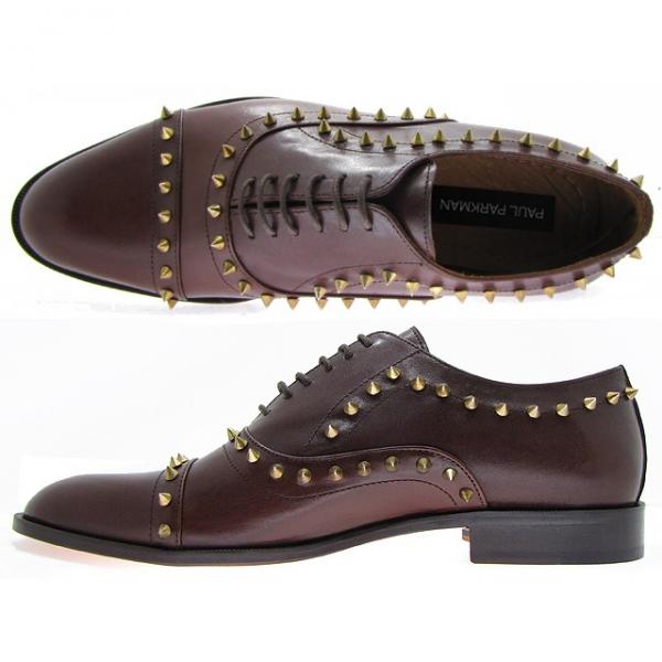 Paul Parkman Handmade Spiked Cap Toe Shoes Brown