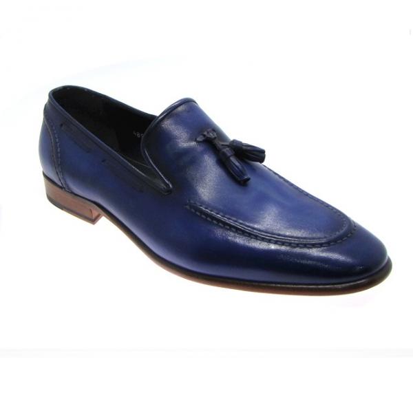 Paul Parkman Handmade Tassel Loafers Burnished Navy