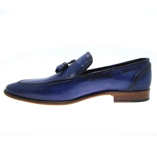 Paul Parkman Handmade Tassel Loafers Burnished Navy