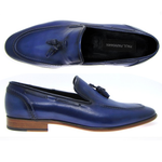 Paul Parkman Handmade Tassel Loafers Burnished Navy