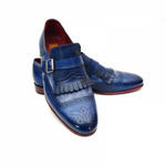 Paul Parkman Kiltie Monk Strap Shoes Blue
