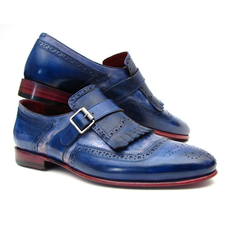Paul Parkman Kiltie Monk Strap Shoes Blue