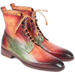 Paul Parkman Leather Boots Green Camel & Bordeaux