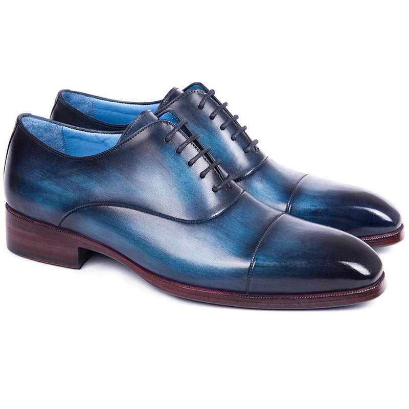 Paul Parkman Leather Captoe Oxfords Blue & Turquoise